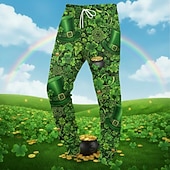 Pantaloni della tuta per uomo joggers pantaloni con cordino vita elastica grafica a quattro foglie di trifoglio comfort traspirante abbigliamento quotidiano all'aperto per il Giorno di San Patrizio