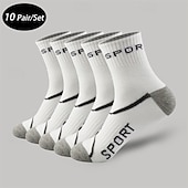 abordables calcetines de hombre-Hombre 10 pares Calcetín Calcetines para correr Calcetines informales Negro Blanco Color Bloque de color Texto Exterior Vacaciones Ropa Cotidiana Medio Primavera Otoño Moda Ropa de calle