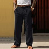 levne podnikání-Pánské Bavlněné plátěné kalhoty Kalhoty Letní kalhoty Volné kalhoty Plážové kalhoty Kapsy Pevná barva Pohodlné Prodyšné Denní Venkovní Plážové prázdniny Módní Černá Bílá Neelastické