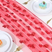 Χαμηλού Κόστους Ημέρα του Αγίου Βαλεντίνου-Καρδιά σε σχήμα δρομέα για την ημέρα του Αγίου Βαλεντίνου – κόκκινο &amp;Χρυσό τραπεζομάντιλο με καρδιά, 29,53×70,87 ίντσες, ιδανικό για γάμους, bridal showers, επέτειους, γενέθλια και διακόσμηση