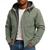 economico Felpa con cappuccio in pile-Per uomo Felpa con cappuccio Felpa con cappuccio a zip intera Felpa con cappuccio in pile Felpa con cappuccio foderata in pile Blu Marrone Verde Grigio Con Cappuccio Semplice Patchwork Blocco di