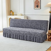 halpa Futon sohva kansi-2 eri kokoa hameen helmatyylinen jacquard-kangas käsinojaton vuodesohvan päällinen sohvan uudenvuoden koristepäälliset joustava suoja joustava penkin päällinen