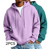 billige grunnleggende hettegensere for menn-Herre Jacquard Hattetrøje Hettegenser med glidelås Lyseblå + svart Hvit+lys grå Med hette عادي Med Tekstur Avslappet Daglig Sport &amp; Utendørs Polyester Gatemote Kul Sportsklær Høst vinter Vår &amp; Vinter