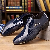 お買い得  ダービーシューズ-メンズブラウンパテントフェイクレザーオックスフォードシューズ - クロコダイルエンボス加工が施された洗練されたスタイリッシュなデザイン。結婚式やフォーマルなイベントに最適です。