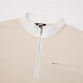 cheap Waffle Knit Tee-Men's Waffle T-shirt T Shirt Long Sleeve Half Zip Fall Fall &amp; Winter Solid Color Traditional / Vintage Casual Color Block Zipper Pocket Casual Home Outdoor Light Blue Black Green Top Tee for Men