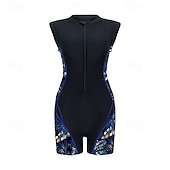  Mujer Camiseta Protección Solar Surf Traje de baño Una pieza Retazos Tropical Protección UV Alta elasticidad Sin Mangas Bañadores Surf Buceo Submarinismo Verano