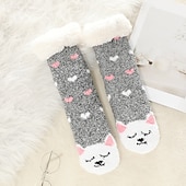 abordables refrigeración calefacción-Calcetines de cachemira ultra gruesos para mujer, calcetines de casa suaves y antideslizantes con agarre, calcetines navideños cálidos y acogedores, calcetines de invierno suaves e inherentes.