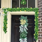  Гирлянда из мишуры ко Дню Святого Патрика, 26 футов (4 шт., всего 8 м), цвет клеверно-зеленый. &Пластиковое украшение из золотой фольги, ирландский фестивальный декор для вечеринки, украшение для