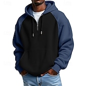 voordelige basic hoodies voor heren-Voor heren Trui met capuchon Wafel Hoodies Stoppen Hoodie met kwartrits Zwart Leger Groen Rood Marineblauw Bruin Capuchon Kleurenblok Lapwerk Zak Casual Dagelijks Sport &amp; Outdoor Streetwear