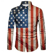  250° anniversario USA Retrò Vintage Anni '70 Camicia Camicia Aloha Lunghe Hippie Geometrico Etnico Costume Per uomo Mascherata 4 Luglio Feste Giorno dell'Indipendenza Adulti Camicia