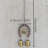 cheap Wall Sculptures-A Lucky Horseshoe Owl Wind Chime, Outdoor Iron Art Love Wind Chime, Vintage Horseshoe Design, Valentine's Day Iron Nail Wind Chime Home Decoration for Good Luck in Love, Perfect Garden Ornament