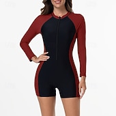 levne Rash guardy One Piece-Dámské Ochrana proti vyrážce Plavky Jednodílné díly Slátanina Zapni Ochrana proti UV záření Vysoká pružnost Dlouhý rukáv Plavky Surfování Potápění Šnorchlování Léto