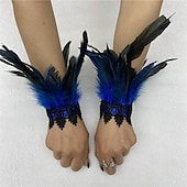 abordables Accesorios-Carnaval 2026 Accesorios de Samba del Carnaval de Río Muñequeras de Plumas Negras con Encaje - Pulseras Elegantes para Fiestas Gatsby Disfraz de Festival de Brasil