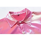 economico Cime-Retrò Vintage Anni '80 Camicia Disco Vernice in lattice lucido Metallico Costume Per uomo Halloween Carnevale Parata dell'Orgoglio Mese dell'orgoglio Adulti Camicia Estate