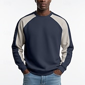 Χαμηλού Κόστους Βασικά φούτερ-Ανδρικά Πουλόβερ Φούτερ πουλόβερ με κουκούλα και πουλόβερ Βαθυγάλαζο Γκρίζο Μπλε Απαλό Στρογγυλή Ψηλή Λαιμόκοψη Όρθιος γιακάς Σκέτο Κουρελού Μπλοκ χρωμάτων Causal Καθημερινά Αθλήματα &amp; Ύπαιθρος