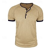 Χαμηλού Κόστους Casual Tee Henley-Ανδρικά Πουκάμισο Henley Κοντομάνικα Μπλούζα από 100% βαμβάκι Κοντομάνικο Συμπαγές Χρώμα Σκέτο Μονόχρωμη Μοντέρνα Υψηλής Ποιότητας Καθημερινό Μπλοκ χρωμάτων Κουμπιά Χένλι Causal