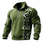 billiga Vintage etniska sweatshirts-Herr Geometrisk Rutig Stam Tröja Sport Mode Ledigt Blixtlås Hem Streetwear Arbete Fest Blå Purpur Brun Grön Höst Alla årstider Designer S M L XL XXL XXXL
