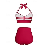 economico Surfing Tankinis &amp; Bikinis-Per donna Costume da bagno Bikini a vita alta con volant 2 pezzi Tropicale Senza schiena Protezione UV Alta elasticità Senza Maniche Costume da Bagno Surf Immersione Snorkeling Estate