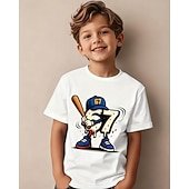 voordelige Grappige 3D-humor voor jongens-Katoen Kinderen Jongens Zwart Wit Grafisch Grappige Slang 67 T-shirt Blouse Strakke ronde hals Korte mouw Buiten Dagelijks gebruik Modieus Streetwear Ontwerper Opdrukken Zomer