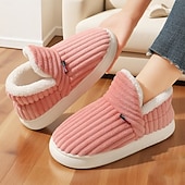 זול נעלי בית-מגפי חורף לנשים מגפי שלג מכותנה קטיפה מעובה עם בטנת פליז אופנתית חמה נגד החלקה נעלי בית חיצוניות