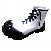 economico Scarpe da uomo-Scarpe da clown colorate da uomo da Mardi Gras gialle e rosse con design a fiamma perfette per carnevale performance di clown e feste in costume