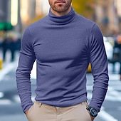 levne základní trička-Pánské Tričko Top Tričko s dlouhým rukávem Falešný rolák Dlouhý rukáv Rolák Hromadu krku Zima Jaro &amp; podzim Pevná barva Denní Na běžné nošení Pouliční styl Se stojáčkem Formální Venkovní ulice Světle