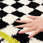 billige Baderomsmatte-baderomsmatte vintage rutete absorberende hurtigtørkende plysj gulvteppe sklisikker matte til baderom toalett soverom nattbord interiør