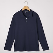 cheap Men's Classic Polo-Men's Rib Knit Top Textured Street Casual Lapel Long Sleeve Basic Modern Plain Buttons Spring Fall All Seasons Slim Fit Blue White Navy Blue Gray Rib Knit Top