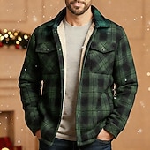 Χαμηλού Κόστους Ανδρικά Μπουφάν &amp; Παλτό-Ανδρικά Χειμερινό παλτό Μπουφάν πουκάμισο Μπουφάν fleece Καθημερινά ΕΞΩΤΕΡΙΚΟΥ ΧΩΡΟΥ Διατηρείτε Ζεστό Τσέπη Φθινόπωρο Χειμώνας Καρό Κομψό στυλ street Καθημερινά Απορρίπτω Κανονικό