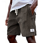 cheap Casual Shorts-Men's Shorts Casual Shorts Corduroy Shorts Pocket Elastic Waist Plain Breathable Knee Length Outdoor Vacation Daily Wear Vacation Fashion White Navy Blue Micro-elastic