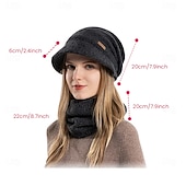 abordables chauffage et refroidissement-Ensemble bonnet et cache-cou en maille pour femme, bonnet thermique doublé polaire avec visière et protection des oreilles, ensemble bonnet et écharpe chauds en maille pour les voyages de ski et