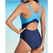 baratos Rash Guards de Uma Peça-Mulheres Roupa de banho Maiôs One Pieces Bloqueio de cores Elástico Sem Manga Roupa de Banho Surfe Snorkeling Natação Verão