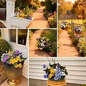 voordelige Kunstbloemen-9 bundels driekleurige kunstbloemen in retrostijl, geschikt als bloemversiering voor binnenplaats, balkon, binnen- en buitenbeplanting, bruiloftsdecoratie, feestartikelen en huisdecoratie.