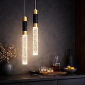 preiswerte Zylinderdesign-LED-Pendelleuchte, dimmbar, 34 cm, Kristall, moderne Kücheninsel-Leuchte, verstellbare Pendelleuchte für Kücheninsel, schwarz-goldener LED-Kronleuchter für Esszimmer, Schlafzimmer, Mini-Pendelstrahler