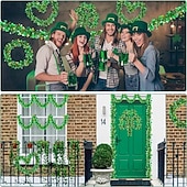  Гирлянда из мишуры ко Дню Святого Патрика, 26 футов (4 шт., всего 8 м), цвет клеверно-зеленый. &Пластиковое украшение из золотой фольги, ирландский фестивальный декор для вечеринки, украшение для