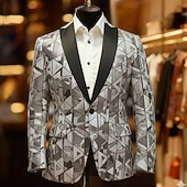 economico Blazer Stampati da Uomo-Per uomo Geometrico Blocco di colori Giacca blazer Cappotto Confortevole Traspirante Artistico Casual Quotidiano Abbigliamento da sera Festival Stampa 3D Bottoni Multi-tasche Tutte le stagioni