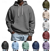 abordables sweats à capuche basiques pour hommes-Homme Sweat à capuche Sweat à capuche gaufré Violet Gris Clair À capuche Uni Poche kangourou Texturé Occasionnel Quotidien Sport &amp; Loisir Streetwear Frais Vêtements de sport Printemps &amp; Automne