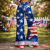  250-jähriges Jubiläum USA Retro Vintage 1970er Hose Hose mit weitem Bein Hippie Disco Hohe Taille Kostüm Damen Maskerade 4. Juli Party Unabhängigkeitstag Erwachsene Hose