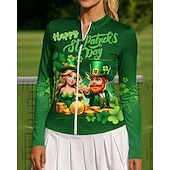 levne Dámská košile-Svatý Patrik Dámské Trávová zelená Cvičební košile Tenisové tričko Stylové Potisk Ochrana proti UV záření Elastický Tenis Pickleball Běh Vrchní část oděvu Zelená Oblečení na tenis