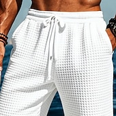 preiswerte Lässige Shorts-Herren Waffel-Shorts Shorts Bermudashorts Strandshorts Kordelzug Elastischer Bund Einfach Komfort Sport Kurz Täglich Outdoor Urlaub Urlaub Klassicher Stil Blau Schwarz Dehnbar