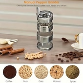 voordelige Keukengerei &amp; Gadgets-Robuuste handmatige zinken kruidenmolen en -vergruizer, draagbare kruidenmolen met handslinger voor thuis, in de keuken, op de camping en in restaurants. Ideaal voor specerijen, kruiden, koffie en