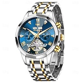 halpa Mekaaniset kellot-OLEVS miesten automaattikello nahkahihna kalenteri luurankokellotaulu trendiklassikko vedenkestävä Moonswatch rannekello 7009