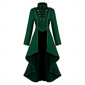 cheap Outerwear-Retro Vintage Punk &amp; Gothic Medieval Coat Masquerade Tuxedo Vampire Plague Doctor Formal Style Vintage Style Solid Colored Fancy Dress Men's Women's Steampunk Christmas Halloween Carnival Party