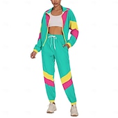 זול תלבושות-רטרו\וינטאג' שנות ה-80 היפ הופ תלבושות לבוש ספורט אימונית עם אביזרים שרוולים ארוכים דיסקו תחפושות בגדי ריקוד נשים תחפושת קרנבל האלווין (ליל כל הקדושים) קרנבל ראש השנה מצעד הגאווה חודש הגאווה מבוגרים