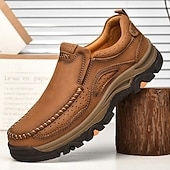 ieftine Pantofi casual slip-on-Teniși bărbătești maro din piele întoarsă și piele ecologică, cu design respirabil – încălțăminte sport și rezistentă, perfectă pentru activități în aer liber, alergare și ținute casual