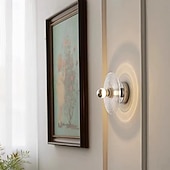 ieftine Aplici de Interior-Lampă de perete rotundă din sticlă cu 1 bec, model modern Art Deco, pentru dormitor