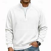 baratos Suéteres básicos-Homens Moletom Moletom de lã Estacionar Moletom com zíper Adamascado Preto Branco Azul Marinha Camelo Meio Zíper Tecido Casual Diário Desportos e Ar livre Roupa de rua Básico Casual Outono Inverno