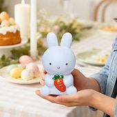 abordables 123496-veilleuse lapin de Pâques mignonne, lampe lapin lumineuse à piles, décoration pour la chambre, la table de chevet ou le salon pendant les fêtes