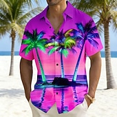 economico Piante tropicali-Per uomo Albero di Cocco Paesaggio Piante Tropicali Camicia Camicie hawaiane Camicia Aloha Manica Corta Hawaiano Vacanza Ferie Estate Collo ripiegato Stampa 3D Una tasca anteriore Camicia tipo lino