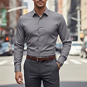 abordables Camisas de vestir para hombres-Hombre Camisa para Vestido Abotonar la camisa Plano Trabajo Boda Azul Real Manga Larga Cuello Vuelto Todas las Temporadas Ropa